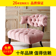 美式欧式新古典实木布艺单人沙发椅 休闲椅 创意布沙发小户型定做