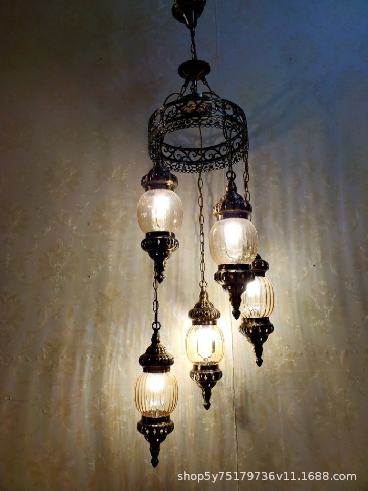 异域民族风中东复古漫咖啡新疆餐厅会所民宿美式茶色玻璃吊灯