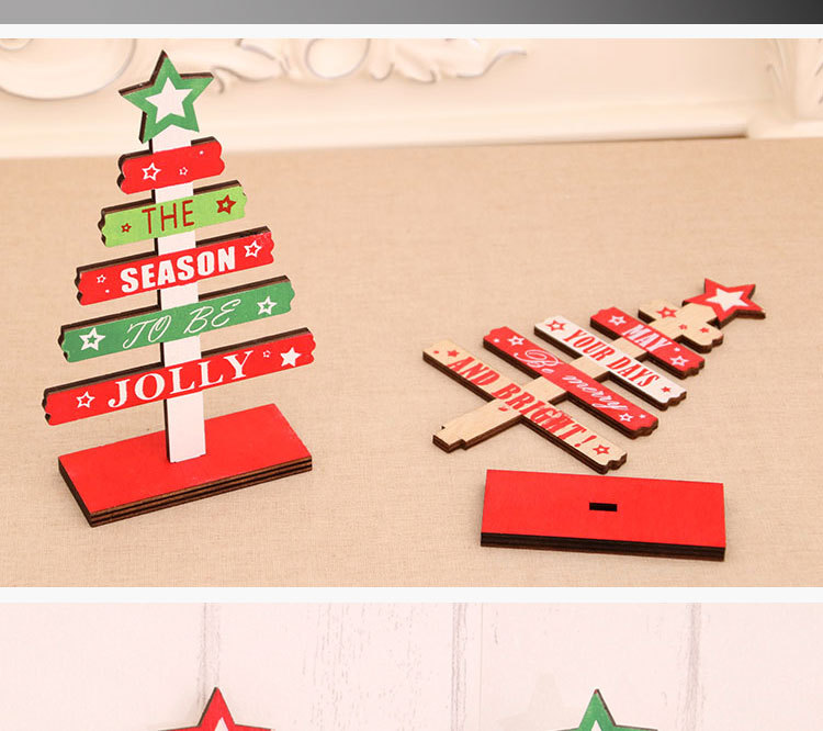 110g Weight Christmas Festival Multicolor Color Christmas Decorations Wooden Diy Mini English Alphabet Christmas Tree Desktop Office Decorations 7