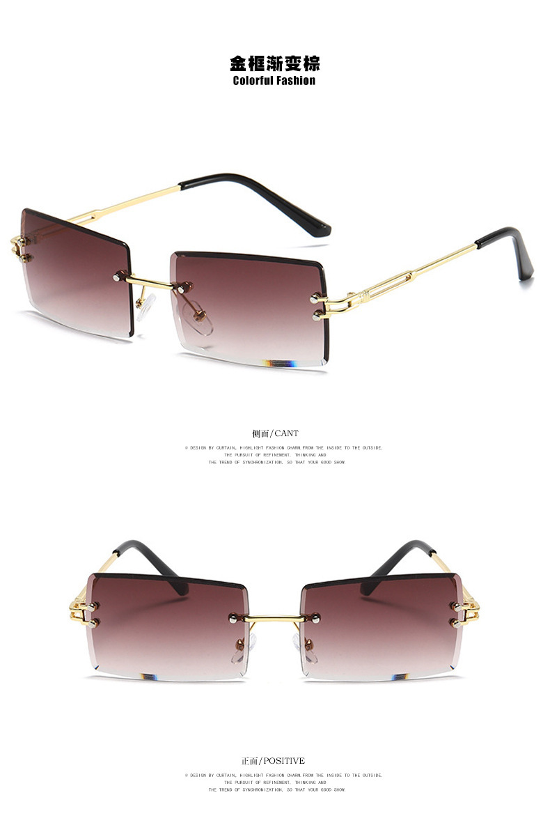 الأزياء جديد الإطار المعدني النظارات الشمسية للنساء كبيرة إطار النظارات الشمسية الماس قطع التدرج لون النظارات الشمسية Nihaojewelry display picture 1