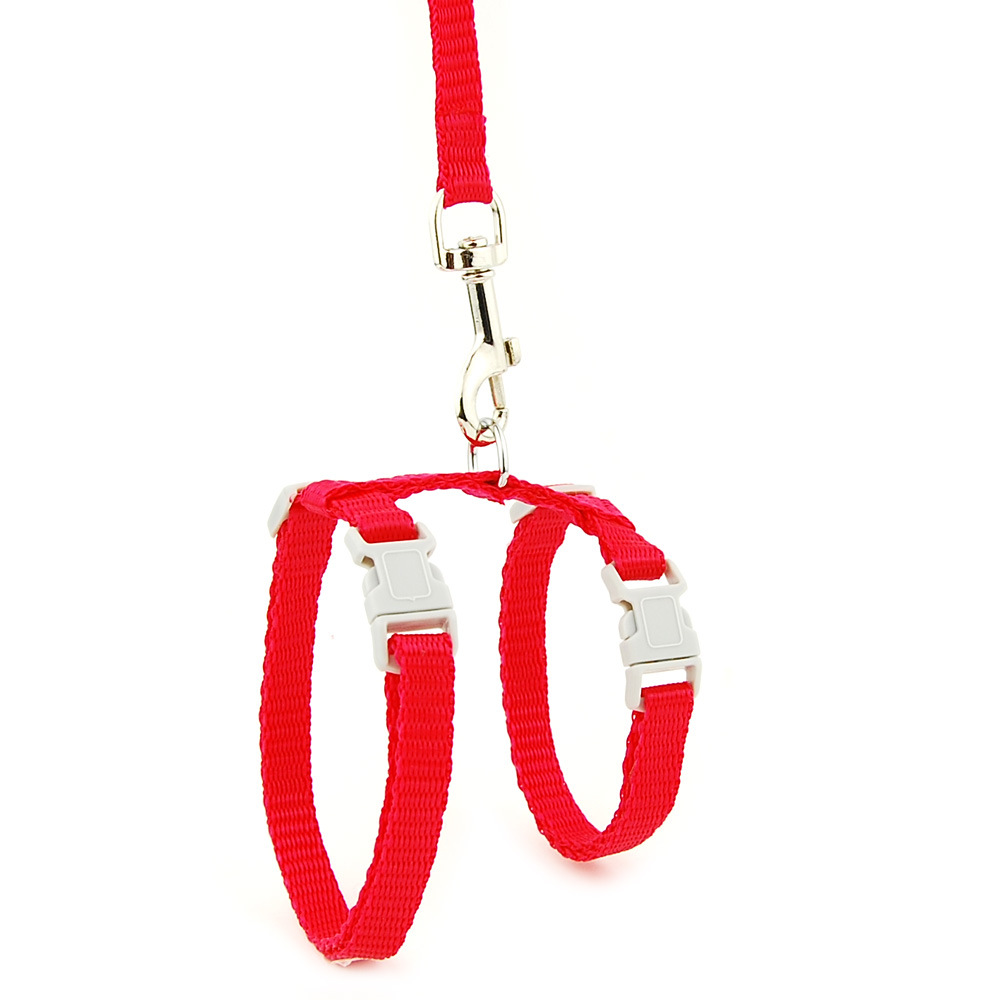 cat harness leash solid red.jp