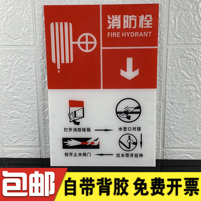 灭火器使用方法标识牌消防栓警告标志安全标识贴纸亚克力警示器材