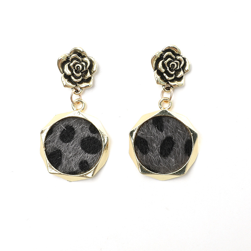 Boucles D'oreilles Mode Léopard Et Diamant Rose display picture 4