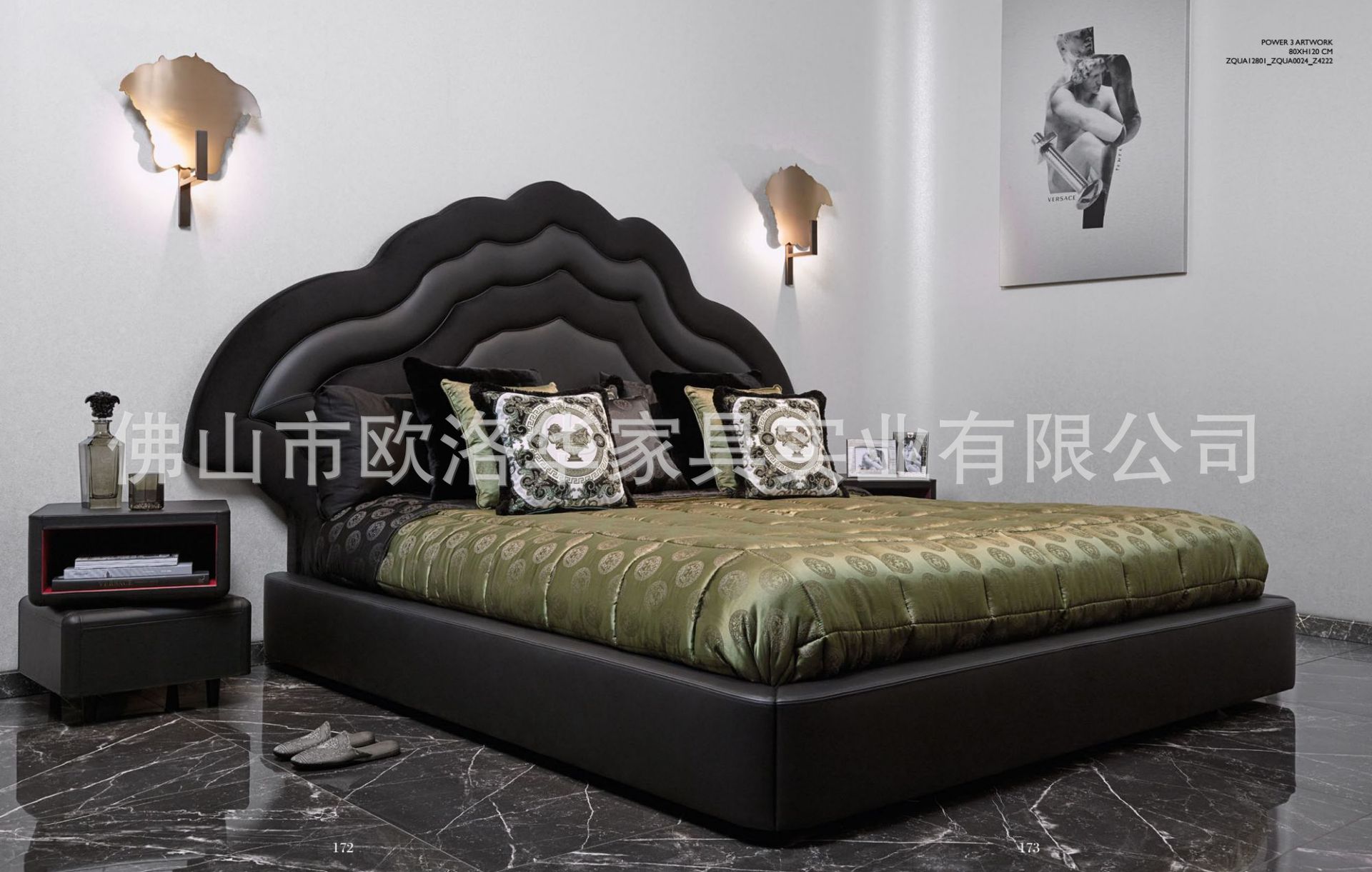 Factory Direct Supply Italian Lightweight Luxury Bed Bedroom Senior Single Bed Villa Model Room Club Genuine Leather Super Fiber Leather