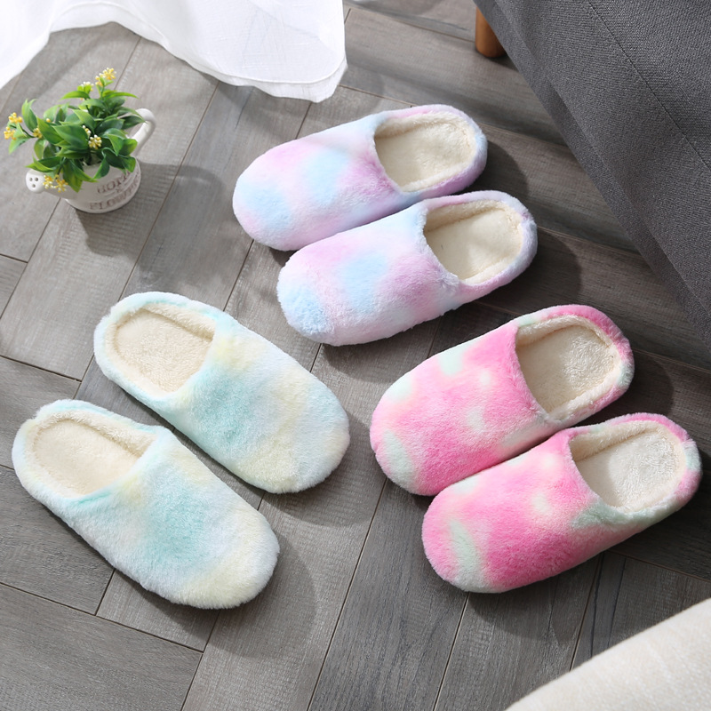 New rabbit fur color women's indoor mute...