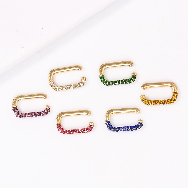 Simple Single Rectangular Heart Multicolor Ear Clip display picture 8