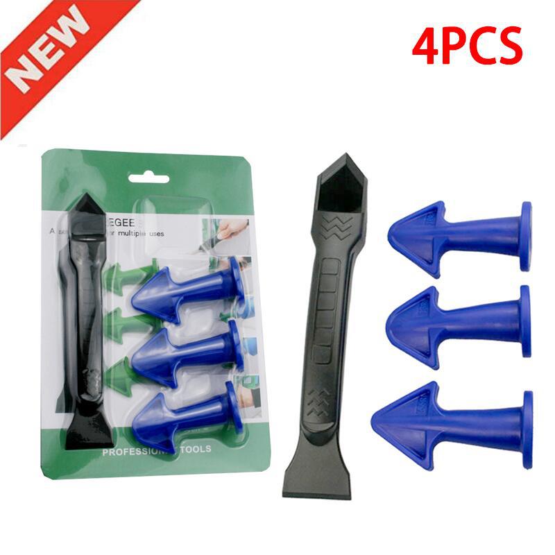 跨境塑料尖嘴铲胶器套装多角度刮板清除残胶美缝喷嘴四件套吸塑蓝