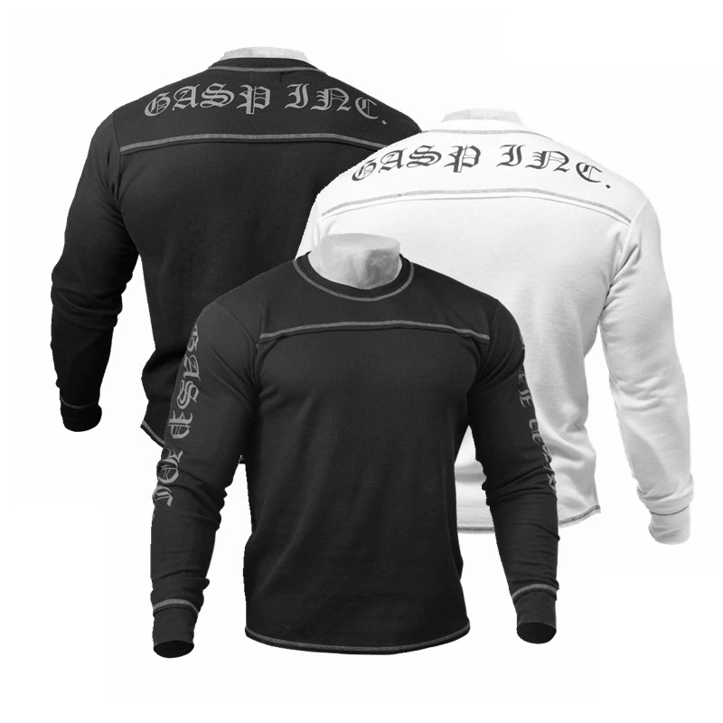 Осень Новый GASP спортивный Бодибилдинг Фитнес Высокая Упругие Мышцы Warcraft Бег Баскетбол теплый длинный рукав