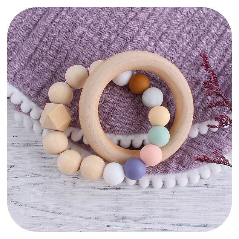 Nueva DIY creativo Hemu anillo macaron color juguete teether Seguridad Protección del Medio Ambiente pulsera de cuentas silicona teether