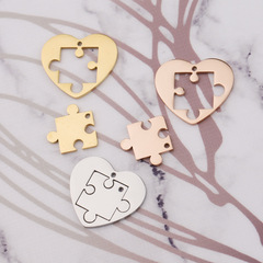 Factory direct sales creative mirror polished stainless steel love puzzle hollow geometric simple couple necklace accessories