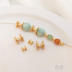 14K包真金保色雙面花托隔珠托手工串珠diy手鍊手串首飾品配件材料