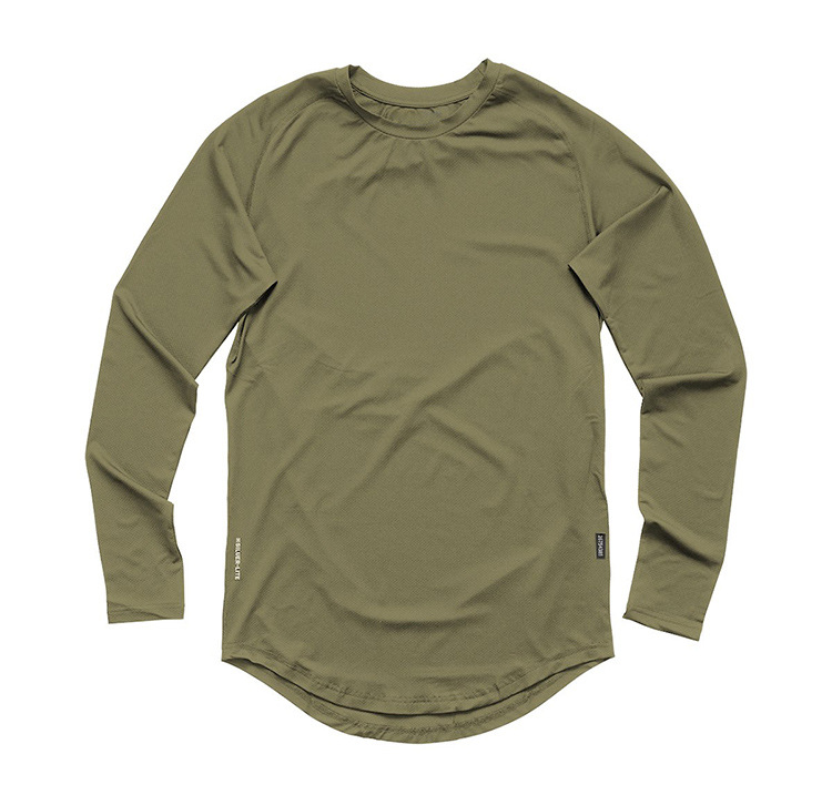 T-shirt da uomo a maniche lunghe primaverili e autunnali in maglia tinta unita con scollo tondo, maglietta sportiva da uomo ad asciugatura rapida_voghion.com