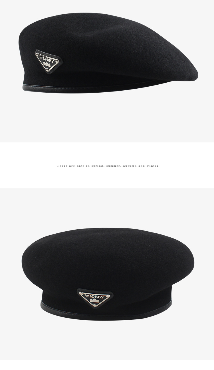 Woolen Fashion Letter Black Hat display picture 4