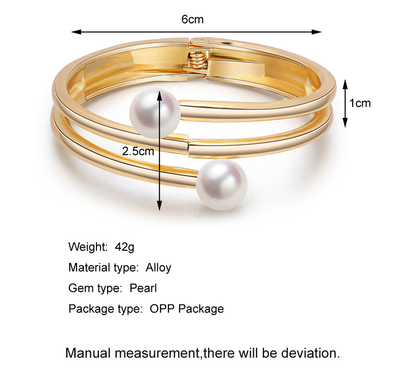 Fashion Double-headed Pearl Opening Bracelet display picture 1