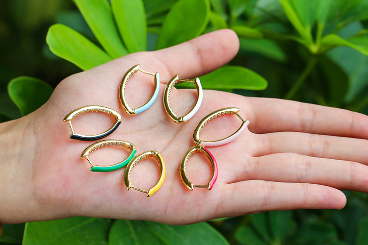 Unisex Gender Korean Geometric Drip Oil Big Copper Earrings