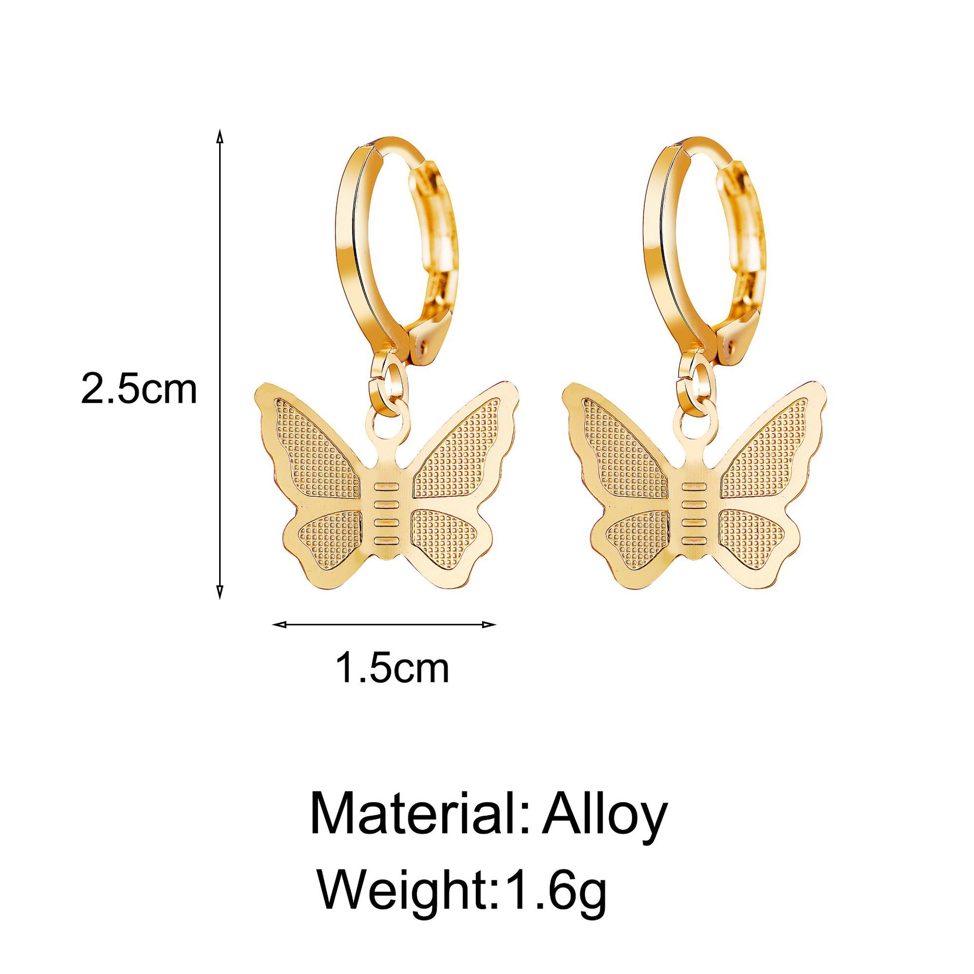 Korean Fashion New Butterfly Pendant Earrings Creative Retro Golden Frosted Metal Earrings Nihaojewely Wholesale display picture 1