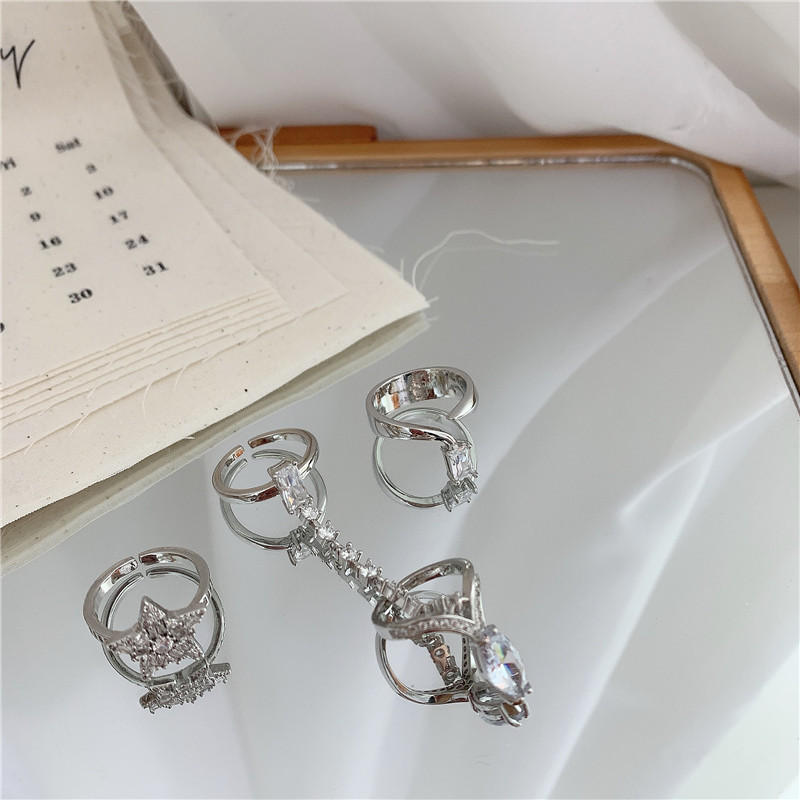 Diamond Five-pointed Star Opening Fashion Ring display picture 6