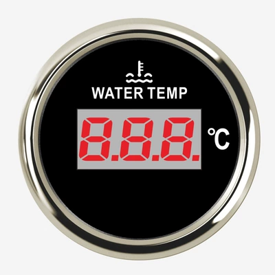 Dairəvi Rəqəmsal Su Termometri 52mm 9-32V, 40-120 Dərəcə Qırmızı Arxa İşıqlı