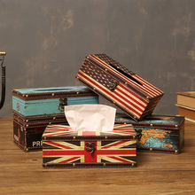 跨境批發歐式復古紙巾盒家用客廳茶幾餐巾紙收納盒卧室車載抽紙盒