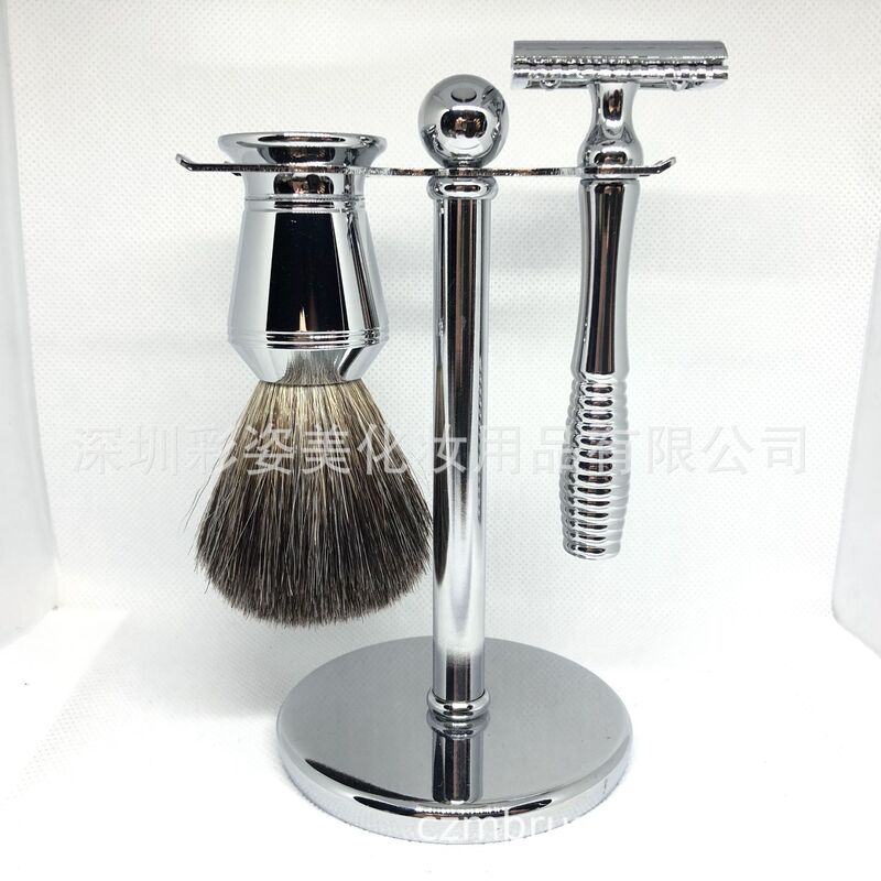 Metal Handle Badger Hair Beard Brush Set Manual Razor Set Placement Fixed Pendant Bracket Set Combination