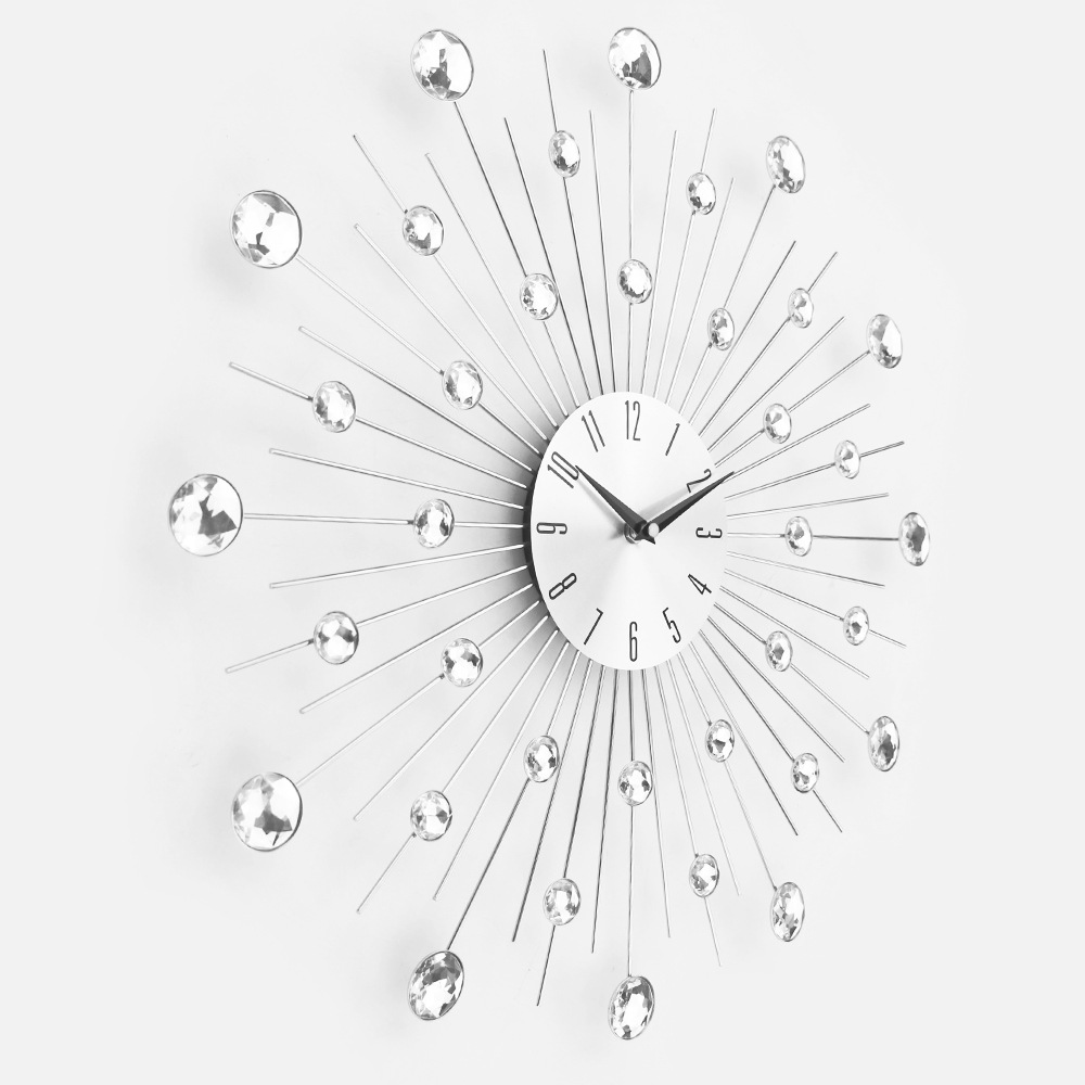 Nórdico mudo hora mano colgante de pared reloj estrellado hogar simple hierro luz lujo creativo sala de estar Reloj de pared grande