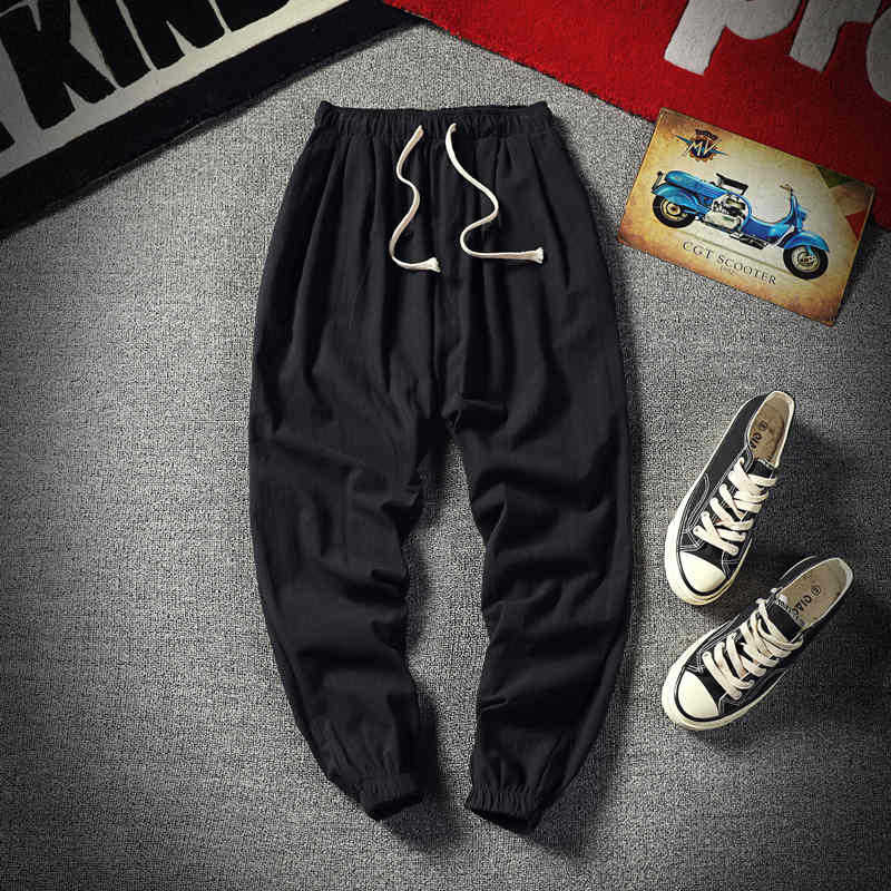 Pantalones cortos de los hombres recortados versátiles estilo coreano Pantalones deportivos de moda Pantalones de verano sueltos de los hombres pantalones atados al tobillo pantalones casuales pantalones de los hombres flacos