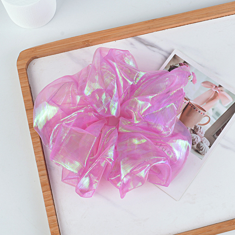 15g Weight Festival Occasion Geometric Pattern Women'S Gender White, Pink, Purple, Green, Yellow Color Korean Bright Silk Organza Hair Scrunchies 9