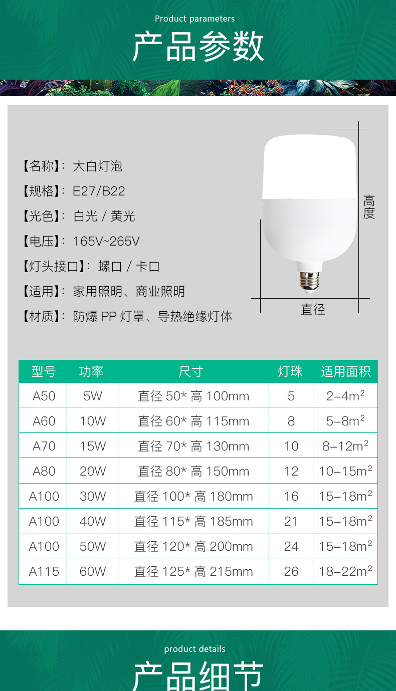 跨境led灯泡 高富帅球泡灯防虫 恒流白富美摄影灯具室内家用照明 pic 16