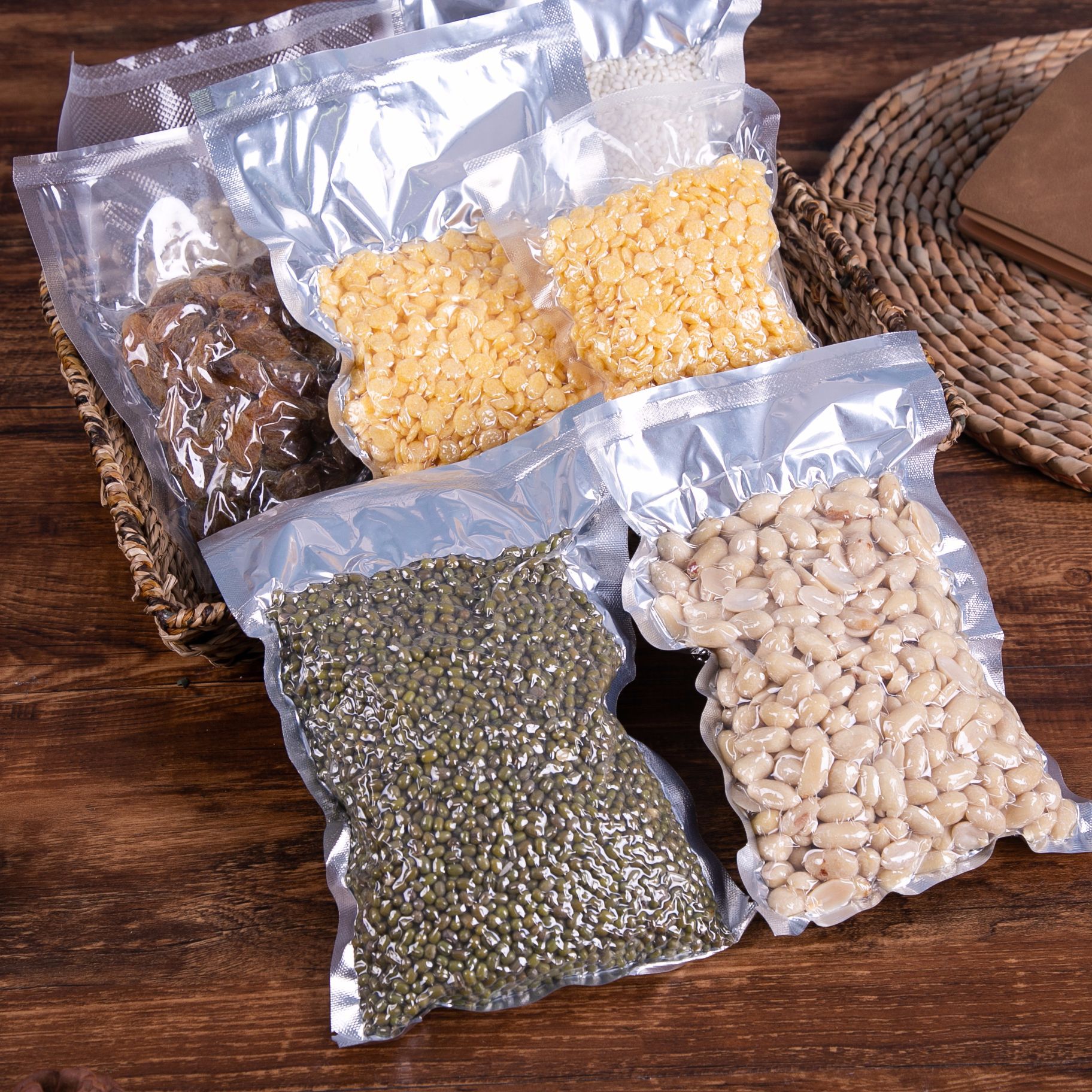 现货三边封阴阳铝箔袋 镀铝真空塑料食品袋 小米杂粮包装袋复合袋