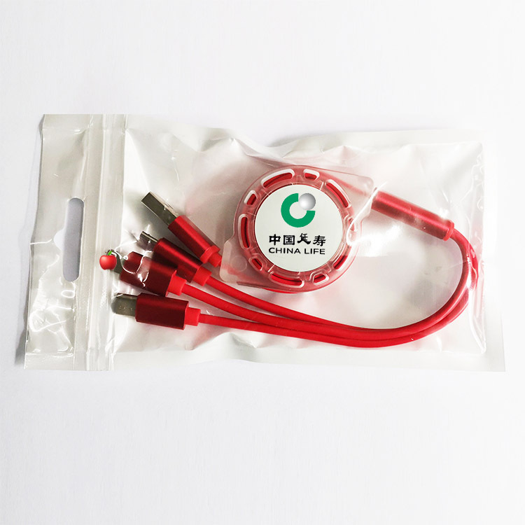 Factory wholesale, one-piece consignment gift, retractable data cable, logo, one-to-three retractable data cable, charging cable pic 7