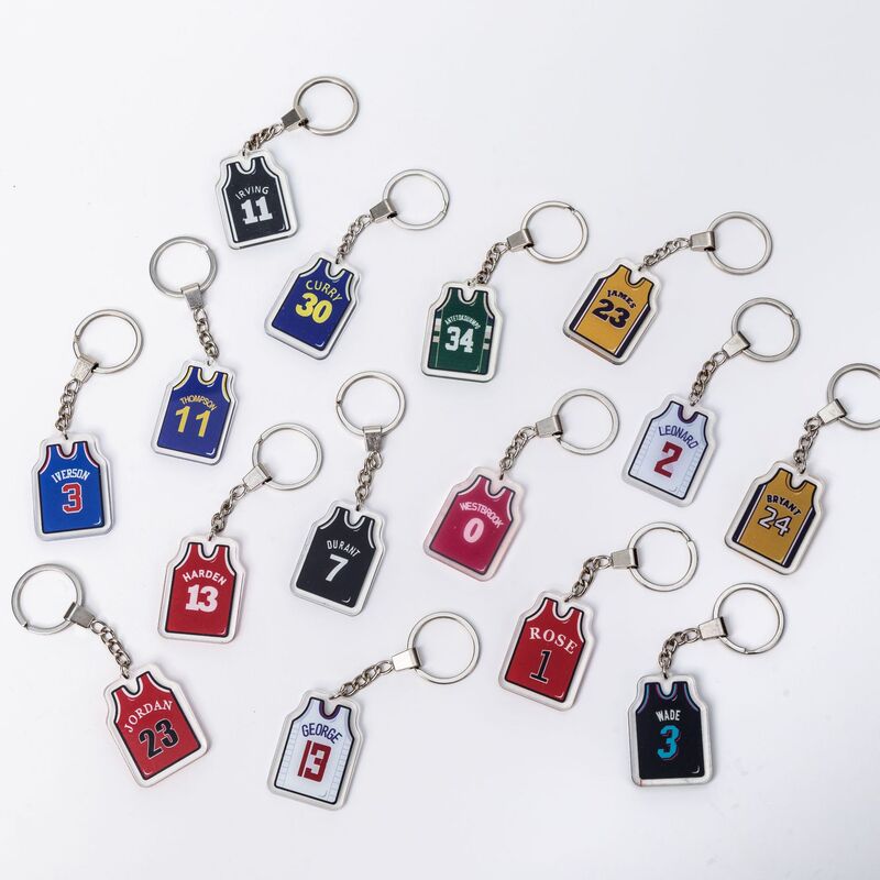 Basketball Star Jersey Keychain James Curry Leonard Wade Thompson Owen Kobe Jersey Pendant