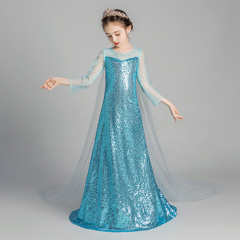 Snow Romance Aisha Princess Dress Aisha girl Dress children costume perform Tailing full dress Amoi