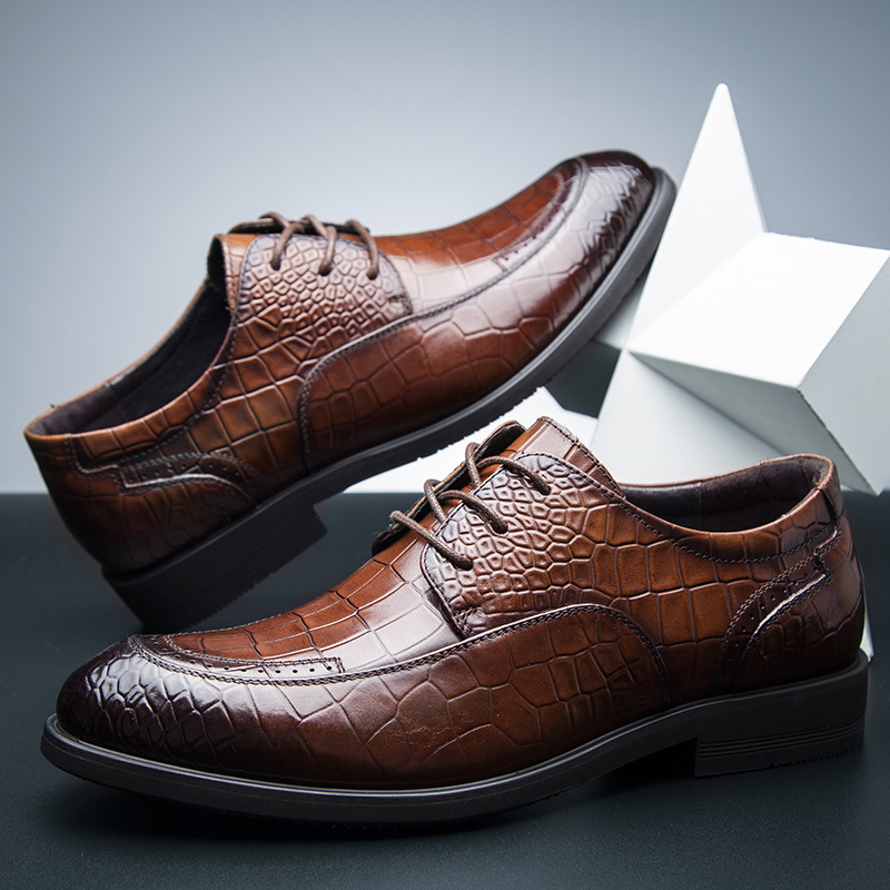 厂货通皮鞋头层真皮韩版商务休闲软底男鞋青年英伦绅士皮鞋20876|ms