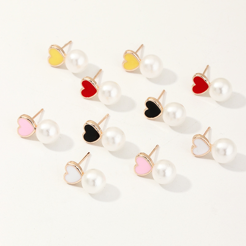 Korean Color-preserving Oil Drop Cartoon Cute Pearl Earlobe Earrings Wholesale display picture 1