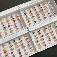 韩版合金水钻戒指 时尚百搭精致开口戒指 2元店地摊热卖手饰混批