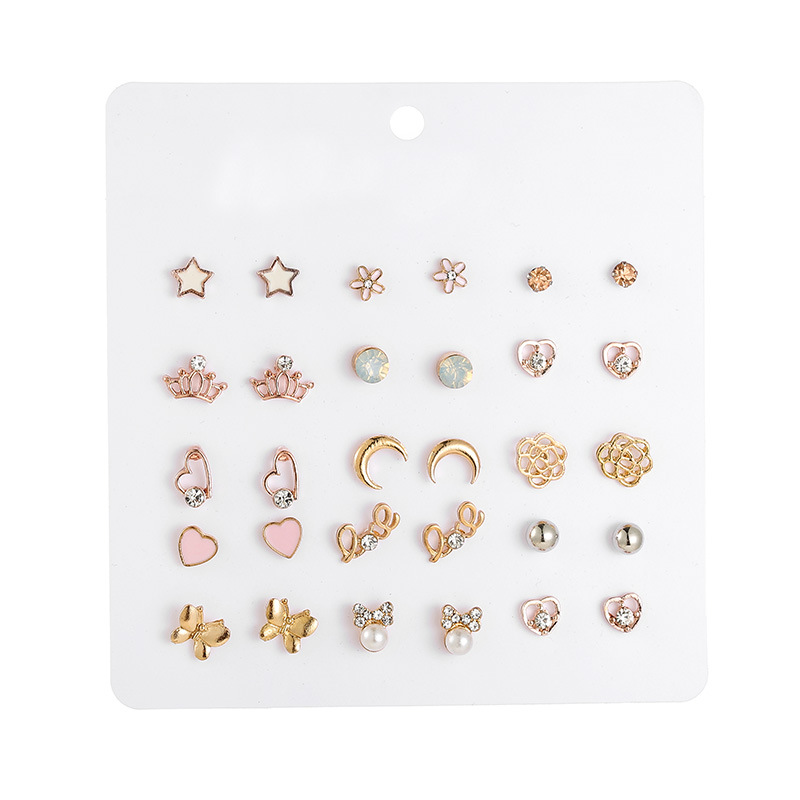 Fashion Simple Geometric Small Star Heart-shaped  Earrings Set display picture 5