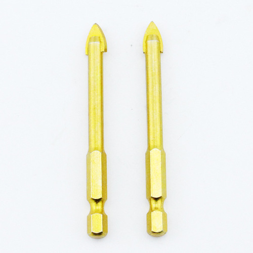 Hexagonal handle copper-plated ceramic triangular glass tile hole opener concrete hole expander twist cross alloy drill bit