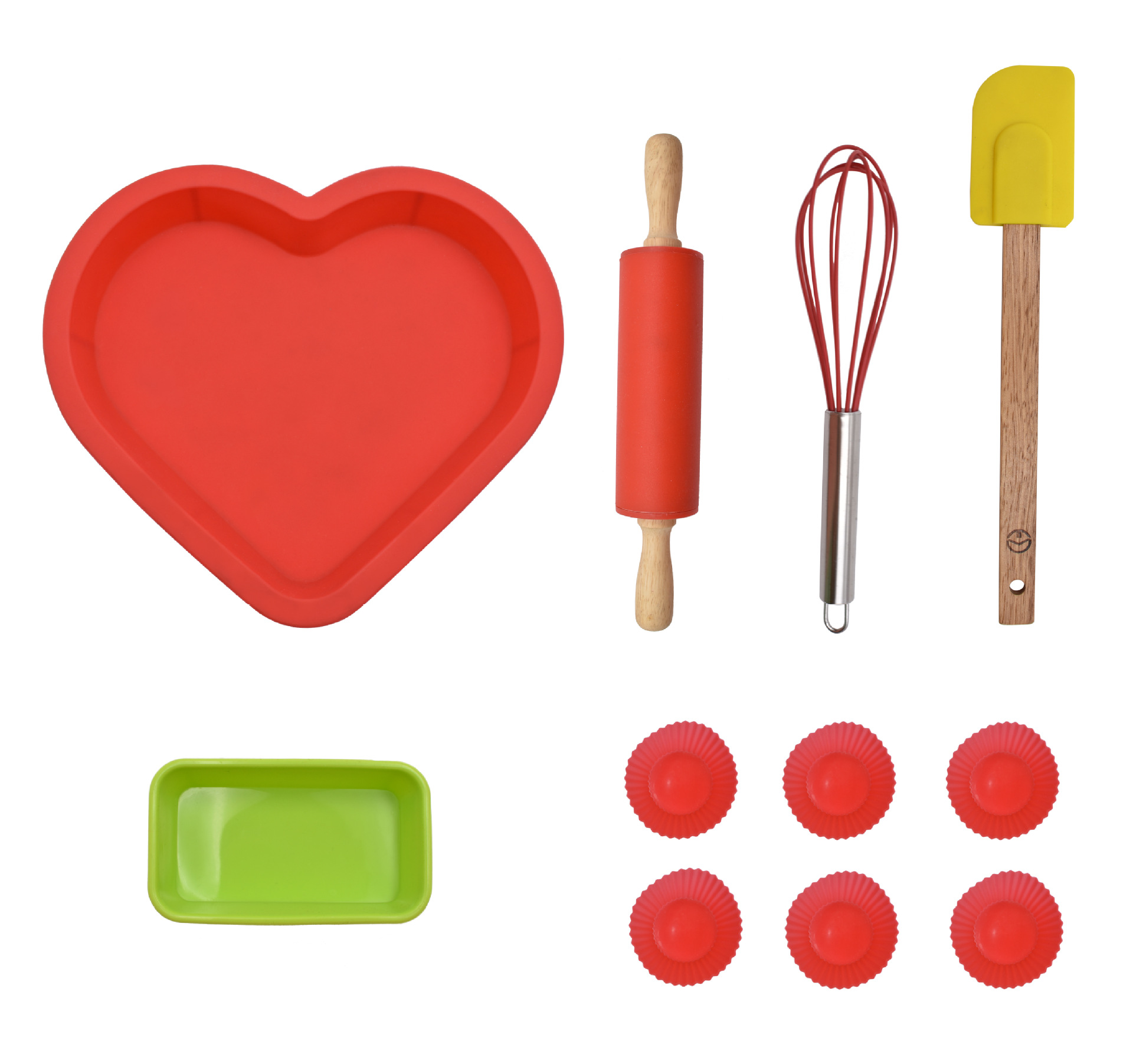 食品级硅胶厨具心形蛋糕模具打蛋器擀面杖刮刀儿童DIY烘焙工具