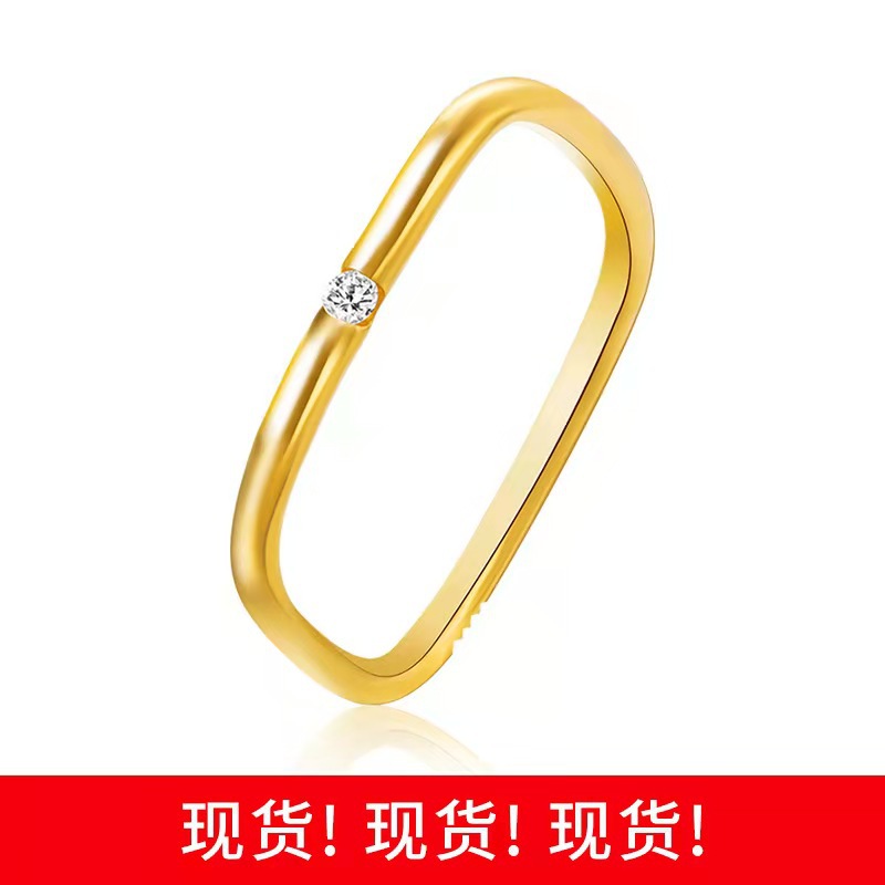 周家同款钛钢小方戒火爆款情侣四方小素圈镶钻方形戒指女一件代发