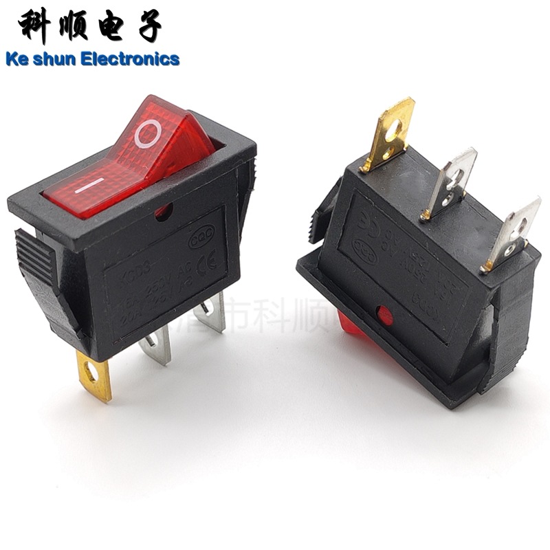 厂家直销 船型开关KCD3 V型透明盖带灯 两档三脚带灯 电饭煲开关