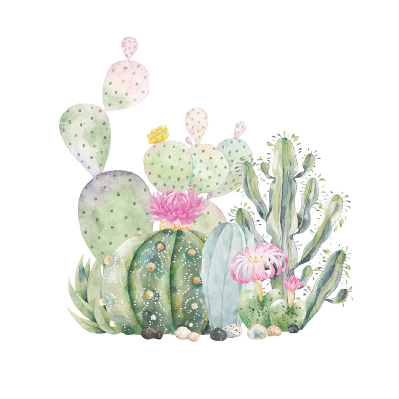 Nuevas Pegatinas De Pared Suculentas De Cactus Verdes Simples display picture 7