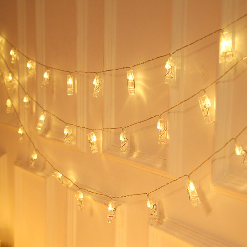 Foto pared dormitorio decoración luces de colores ins chica corazón habitación Internet celebridad Mori diseño foto clip luz cadena