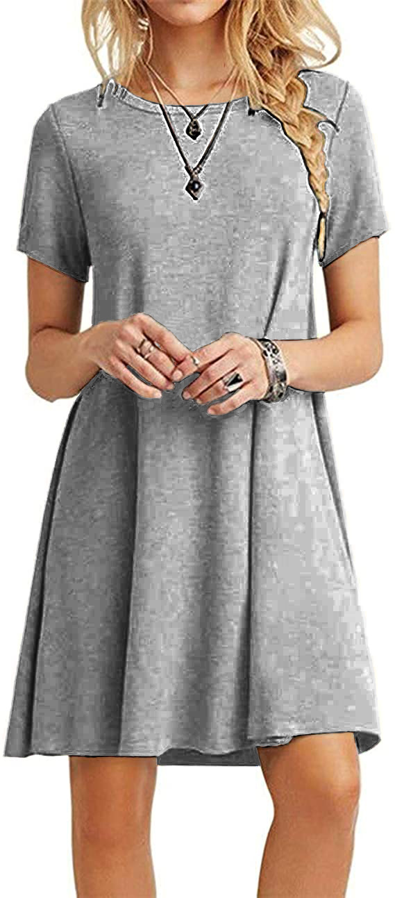 short-sleeved new hot sale pure color comfortable fashion dress  NSYKD55698