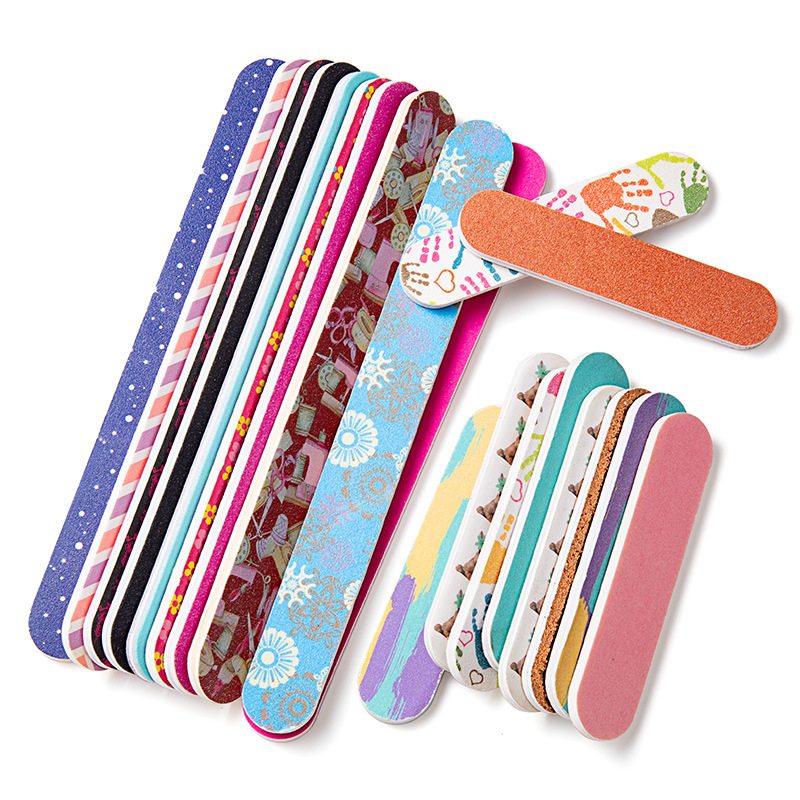 美甲海绵搓条迷你双面印花指甲锉指甲打磨修甲型工具图案随机