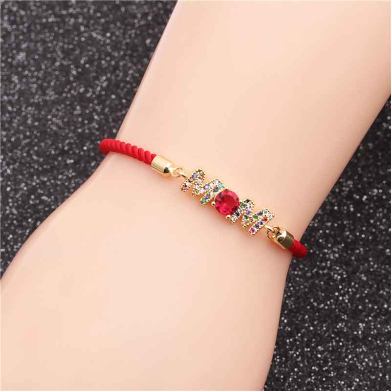 Wholesale Simple Red String Copper Inlaid Zircon Adjustable Bracelet Nihaojewelry display picture 2