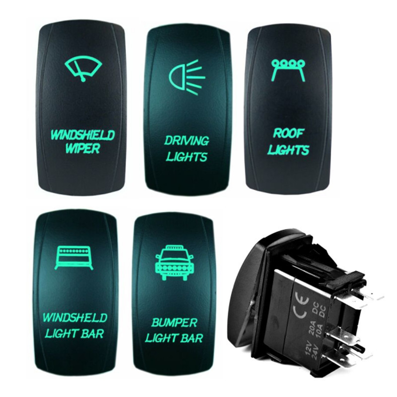 改装车船电瓶车可用翘板开关船形开关5PIN ON-OFF两档开关