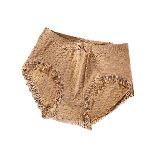 Puff Girls Underwear Women's Set of 6 Women's Seamless Breathable Antibacterial Graphene Mid-waist Pure Cotton Girls Underwear