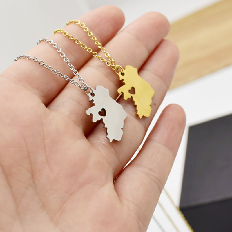 European and American New Irish National Map Necklace World Map European Pendant Stainless Steel Jewelry