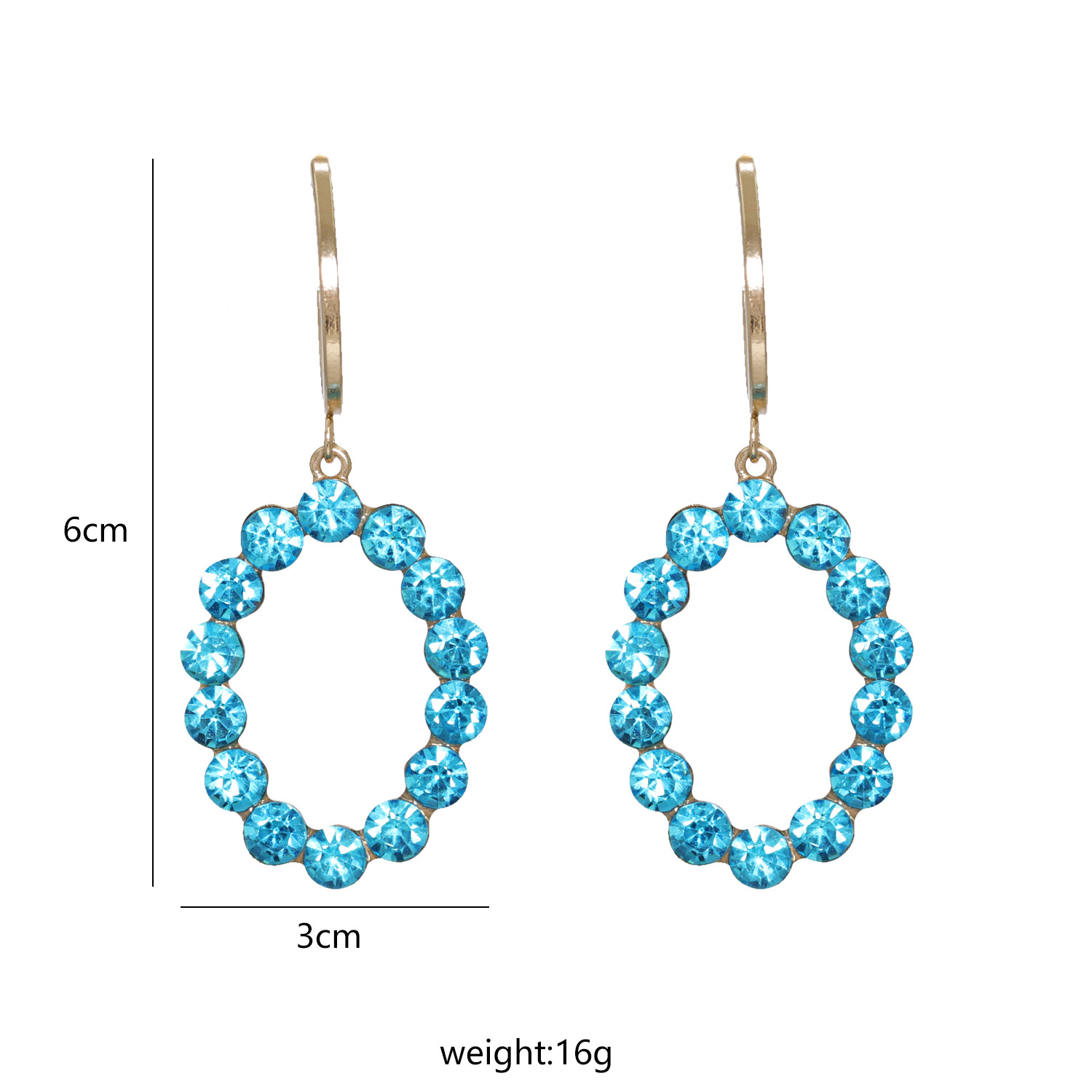 Korean New Fashion Wild Full Diamond Oval Artificial Water Geometric Star Earrings display picture 13