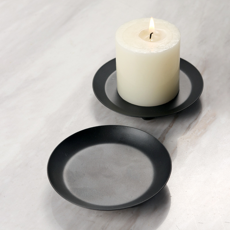 Soft time Cross border Selling Simplicity black Candlestick Aromatherapy candles Base bracket originality decorate Decoration candle Tray